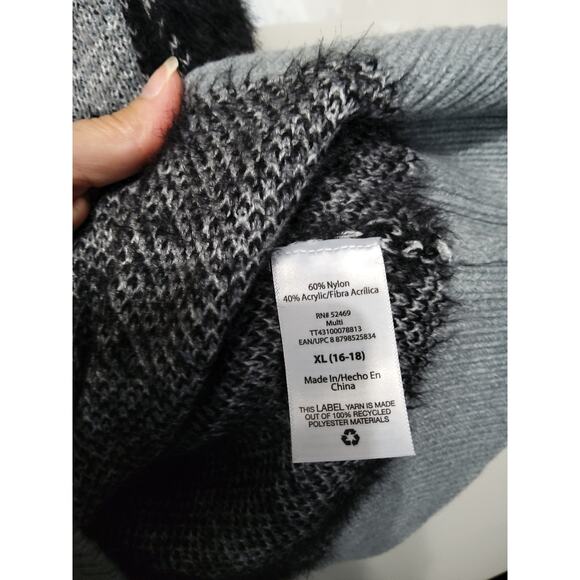 Buffalo plaid black gray button-up cardigan sweater Time & True size XL Soft - Picture 5 of 6